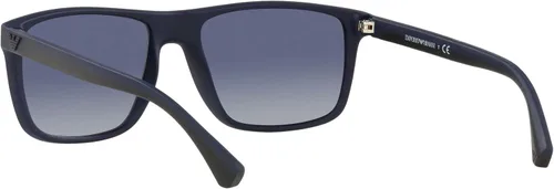 Vista 6 de Emporio Armani Gafas de sol redondas de moda para hombre, NegroGomaAzul Gradiente