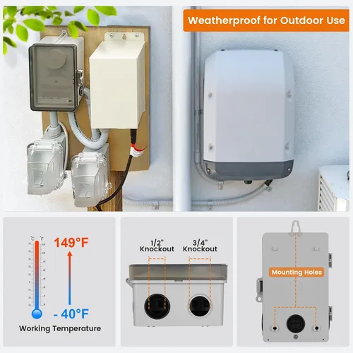 Vista 6 de SURAIELEC Temporizador de piscina WiFi, interruptor inteligente para interiores y exteriores, 40 amperios, 2 HP, 120, 240, 277 VAC, controlador