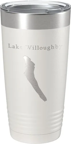 Vista 13 de Lake Willoughby Map Tumbler Travel Mug Insulated Laser Engraved Coffee Cup Vermont 20 oz Black