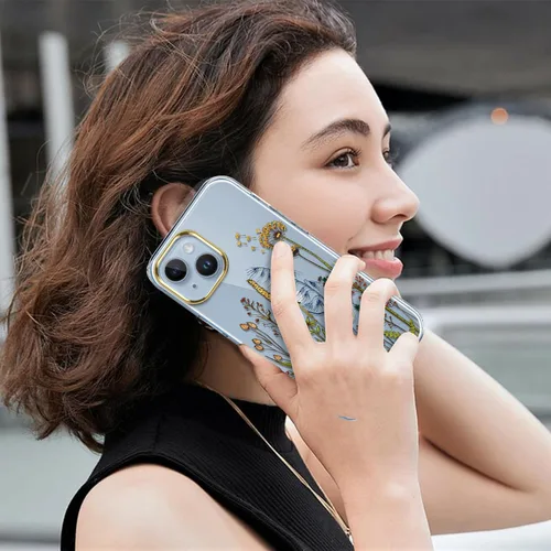 Vista 6 de luolnh Funda compatible con iPhone 15 Plus, para mujeres y niñas, a prueba de golpes, transparente, patrón floral, carcasa trasera dura para iPhone
