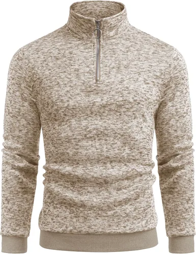 Vista 4 de COOFANDY Sudadera de punto con cremallera de un cuarto para hombre, suéter térmico de punto casual ajustado