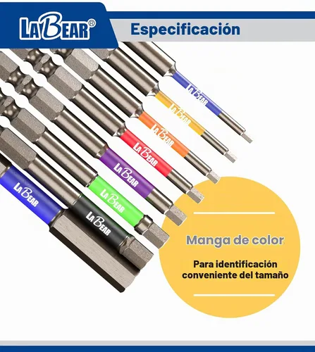 Vista 4 de LABEAR - Juego de brocas Allen de impacto de 8 piezas, acero S2 de 2.953 in, hexagonal de 1/4 pulgadas
