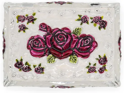 Vista 2 de AVESON Joyero rectangular de aleación de metal de lujo, caja de almacenamiento para mujeres y niñas, regalo de cumpleaños de Navidad, mediano