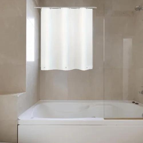 Vista 5 de Forro de cortina de ducha estrecho de 24 x 72 pulgadas con imanes inferiores y clips magnéticos para mantener cerrado, forro de ducha pequeño