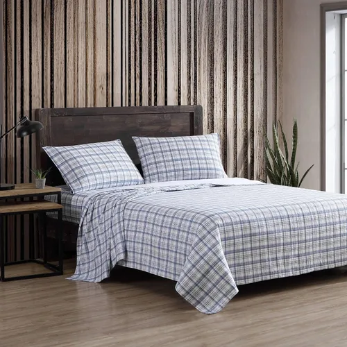 Vista 26 de Eddie Bauer - Sábanas de cama individual, juego de ropa de cama de franela de algodón con funda de almohada a juego, cepilladas para mayor suavidad