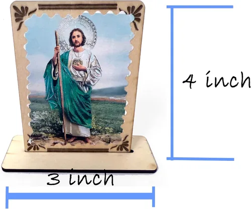 Vista 2 de Ooki 12 piezas de madera con soporte St. Jude San Judas Joseph, centros de mesa de fiesta para bautismo, primera comunión, decoraciones de mesa