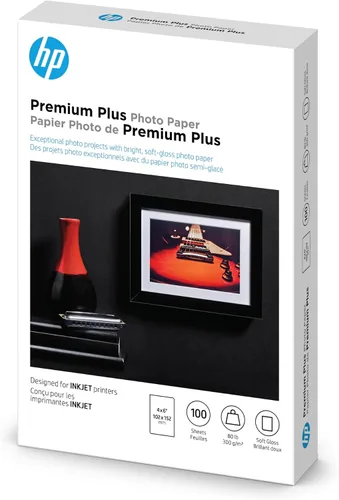 Vista 9 de HP Premium Plus CR666A Papel fotográfico, brillo suave, de 4 x 6 pulgadas. Paquete de 100 hojas.