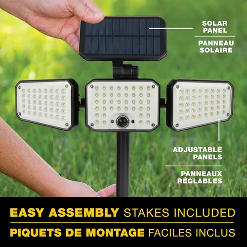 Vista 6 de Bell & Howell Bionic - Foco LED negro con detección de movimiento, funciona con energía solar, se vende en paquete de 2