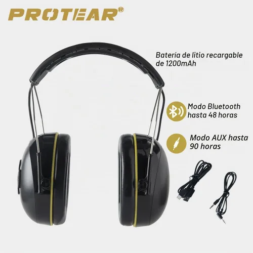 Vista 6 de Protección auditiva Bluetooth NRR 25dB Micrófono integrado, protección auditiva recargable con Bluetooth, auriculares con cancelación de ruido manos
