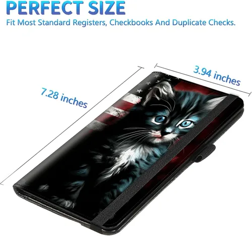 Vista 129 de Funda para chequera para hombres y mujeres, cartera de cuero RFID con ranuras para tarjetas de crédito, soporte de cheques duplicados personales