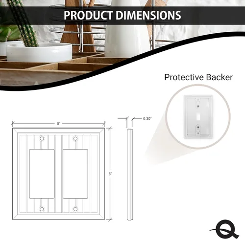 Vista 4 de Questech Cubierta de interruptor de luz, placa de pared doble basculante para enchufes eléctricos, placa de interruptor GFCI de 2 cuadras