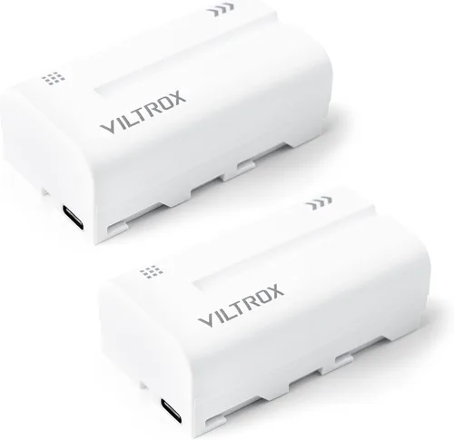 Vista 4 de VILTROX Paquete de 2 baterías recargables de iones de litio con puerto USB-C de 2200 mAh NP-F550 para luz de videoconferencia VILTROX 116T 200T