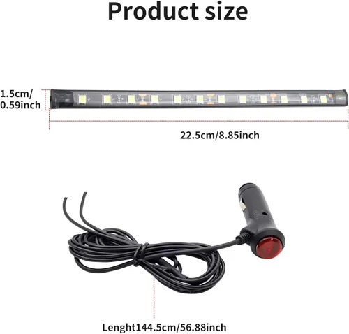 Vista 5 de Luces interiores LED DC 12V luz ambiental para asiento de coche, tira de luz LED DRL tira de luz diurna para coche, luces de atmósfera azul Icyblue