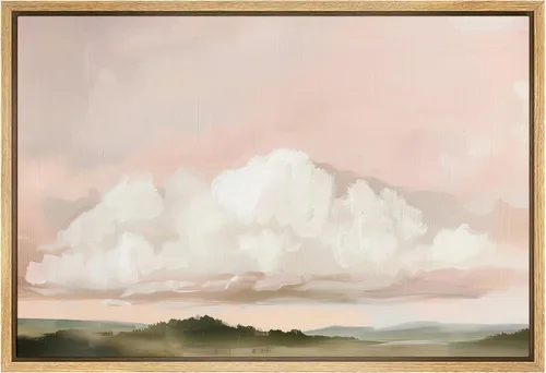 Vista 19 de SIGNFORD Lienzo enmarcado para pared, acuarela pastel, morado, luna, cielo, naturaleza, ilustraciones de área silvestre, arte moderno, vibrante