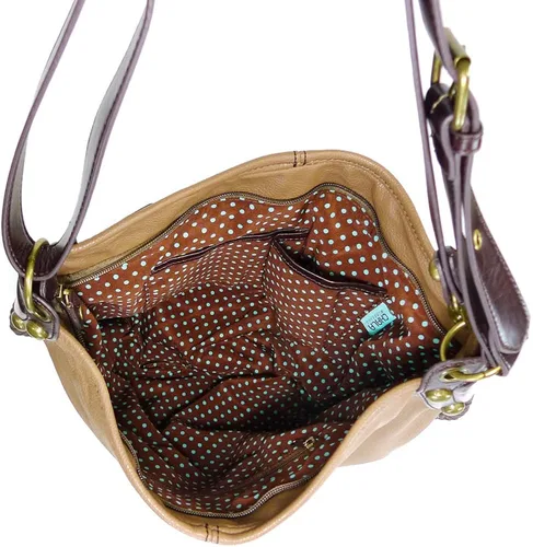 Vista 6 de CHALA Bolso de mano con encanto cruzado o hombro convertible grande color marrón