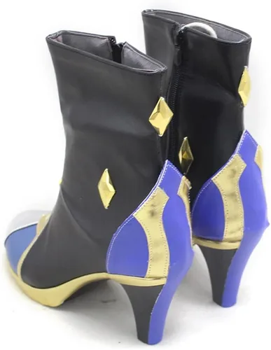 Vista 4 de Juego Genshin Impact Yelan Zapatos de cosplay Yelan Zapatos de mujer Zapatos de tacón alto Cosplay Zapatos