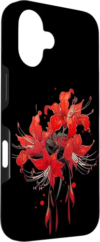 Vista 3 de iPhone 16 Red Spider Lily Funda de anime de manga estética japonesa japonesa