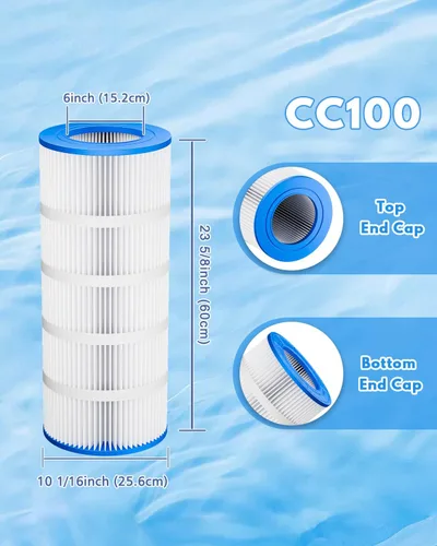 Vista 2 de Cartucho de filtro de natación de 100 pies cuadrados compatible con Pentair CC100 (paquete de 1) compatible con Clean & Clear CCRP100, Unicel
