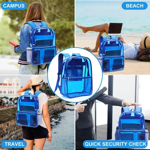 Vista 5 de REAWUL Mochila transparente resistente grande TPU mochilas transparentes, Azul, Moda