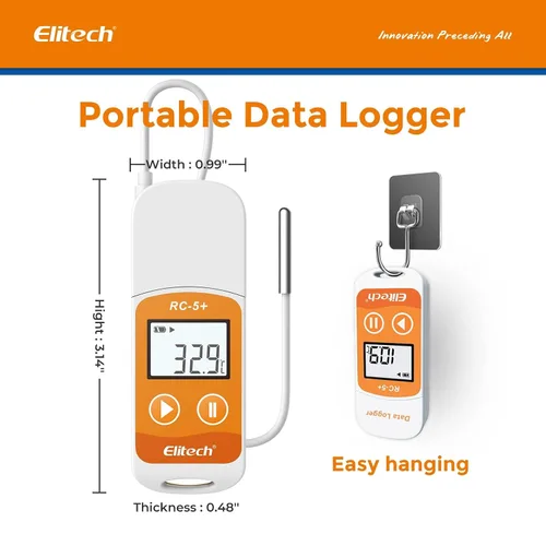 Vista 3 de Elitech RC-5+ TE Digital PDF Registrador de datos de temperatura USB Grabador reutilizable Termómetro refrigerador 32000 puntos de alta precisión