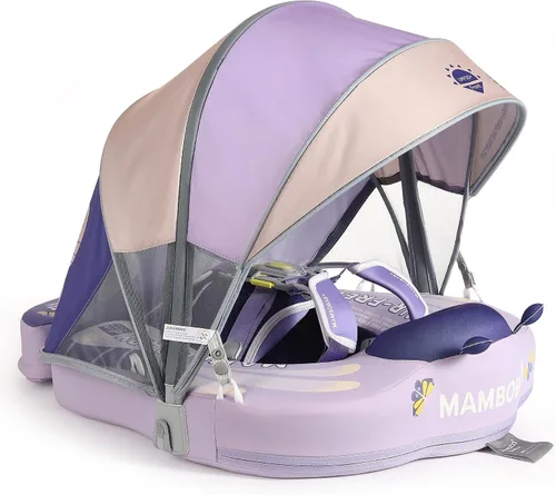 Vista 21 de Mambobaby Flotador Mejorado Añadir Cola Flotador para Bebé con Toldo para Anillo de Natación de Cintura Infantil Entrenador de Natación Flotadores
