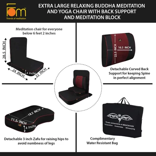 Vista 3 de Friends of Meditation Silla de meditación extra grande Silla de piso con soporte de respaldo Sillas de yoga para adultos Silla plegable