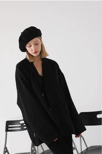 Vista 86 de Boina de lana francesa para mujer, gorra de invierno clásica de color sólido