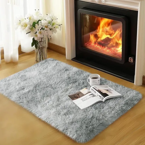 Vista 65 de qulint Alfombra negra para dormitorio, alfombra de área pequeña de 2 x 3 pies para habitación de niños, alfombra suave y mullida para sala de estar