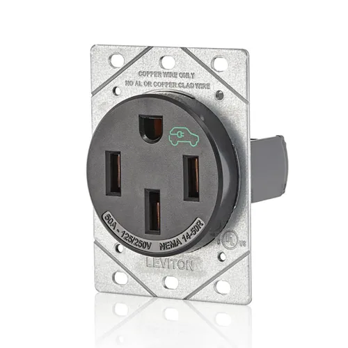 Vista 2 de Leviton Receptáculo/salida de carga EV de 50 amperios, resistente, 1450R, negro