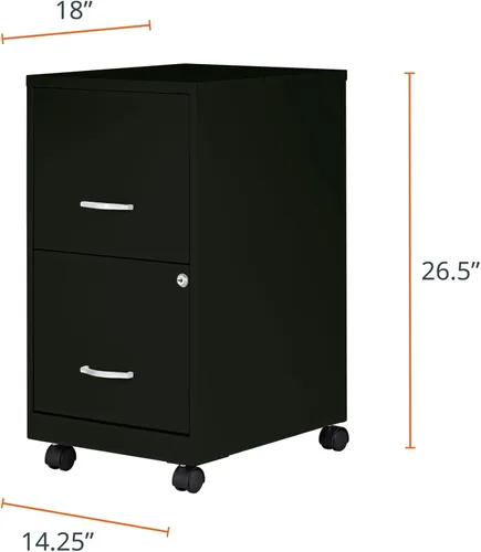 Vista 2 de Lorell Archivador móvil con 2 cajones, 14.2 x 18 x 26.5 pulgadas, negro