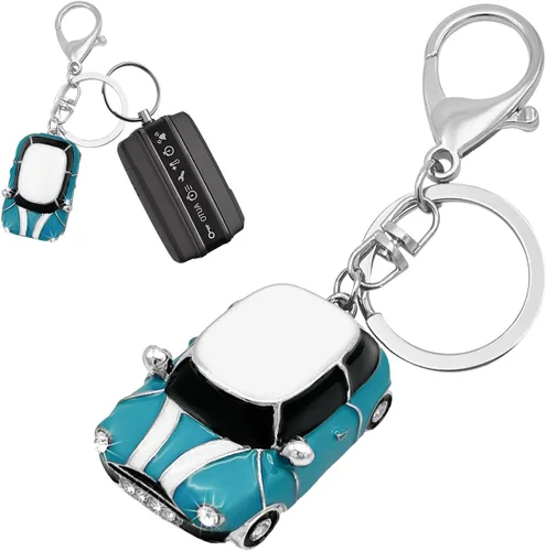 Vista 11 de Llavero de diamantes de imitación modelo de automóvil, llavero creativo con forma de automóvil, llavero de metal 3D, regalo para hombres y mujeres