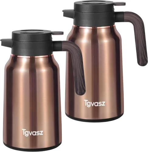Vista 22 de Jarras de 34 onzas para líquidos calientes, de acero inoxidable, aisladas al vacío, jarras de café térmicas para mantener el calor, dispensador