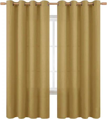 Vista 300 de BGment Cortinas de Lino Beige de 63 Pulgadas de Largo 2 Paneles - Tratamientos para Ventanas con Textura de Arpillera Filtrantes de Luz Cortinas B