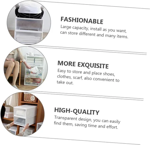 Vista 6 de Zerodeko Cajones de plástico para almacenamiento, cajones de almacenamiento, cajones, contenedor de ropa, apilable, contenedor para el hogar