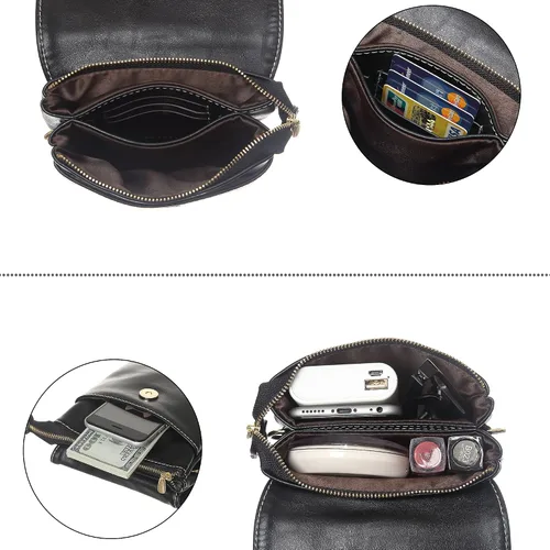 Vista 3 de MINICAT - Bolso cruzado para mujer, pequeño, bolsillos espaciosos, para celular, bolsa de mano para mujer