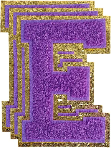Vista 116 de 3 parches de letras de felpilla roja, parches de letras termo-adhesivas de 4-1/2" con brillantina para ropa, S
