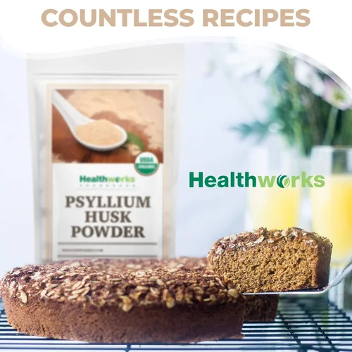 Vista 8 de Healthworks Superfoods Polvo de cáscara de psyllium orgánico 1 lb de fibra soluble Keto Organic, Powder, 1 lb, Soluble Fiber, Digestive Support