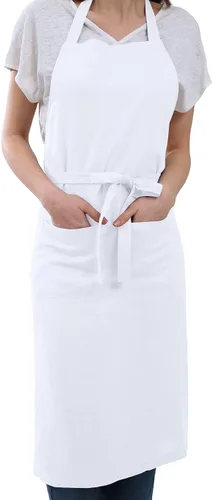 Vista 12 de Amazhiyu Delantal de cocina de lino puro con bolsillos para mujeres y hombres, cocinero, barbacoa, manualidades