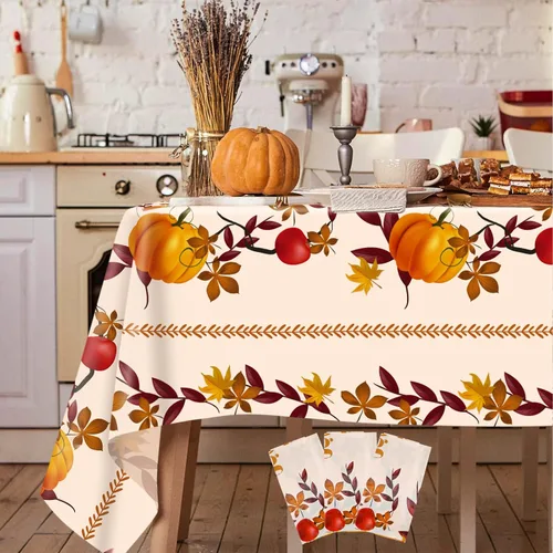 Vista 11 de Paquete de 3 manteles navideños desechables de plástico, manteles de mesa navideños rectangulares rojos para fiestas, con estampado de árbol