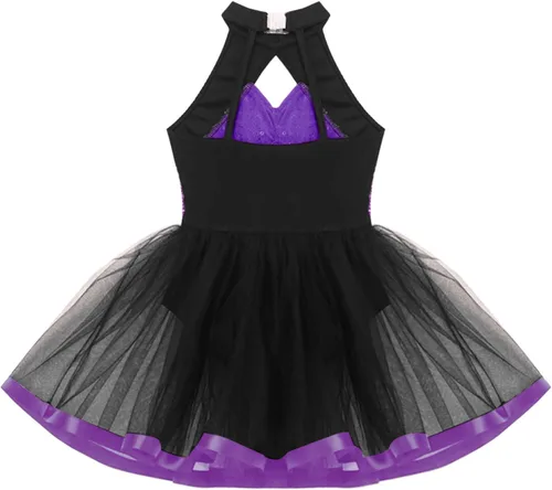 Vista 121 de CHICTRY Vestido tutú de ballet con lentejuelas brillantes para niñas y niñas, moderno disfraz de baile latino de jazz