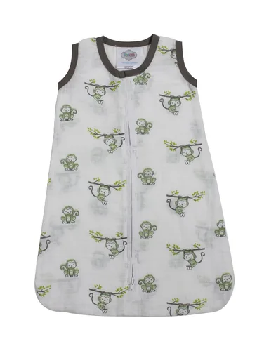 Vista 11 de Bacati - Saco de dormir de muselina Happy Monkeys (mantas portátiles) (recién nacido, beige/gris)