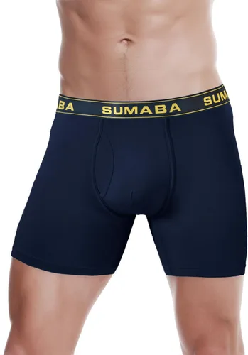 Vista 25 de SUMABA Calzoncillos tipo bóxer de pierna larga para hombre, con bolsa que no se suben para hombre 1 paquete: verde militar02