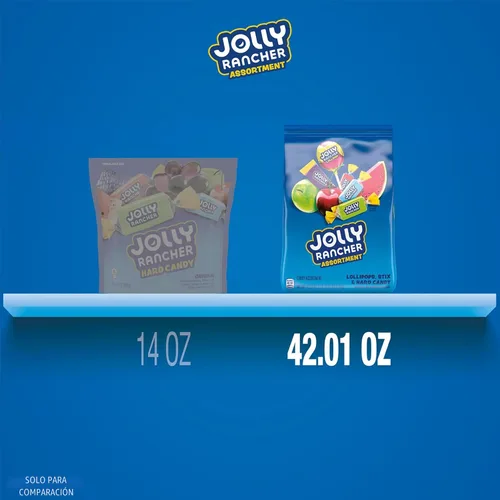 Vista 4 de JOLLY RANCHER - Surtido de caramelos con sabor a fruta en bolsa a granel, 42.01 oz Large bag of Individually wrapped hard candy lollipops and