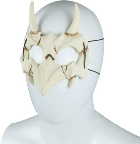 Vista 4 de Máscara de Halloween para niños y adultos estilo japonés diseño de esqueleto diseño de dragón tigre bestia
