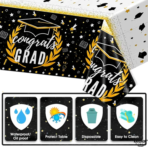 Vista 6 de KatchOn, Platos y servilletas de graduación 2025 – Juego de 25 Platos y servilletas de felicitaciones, vasos, mantel de graduación Suministros