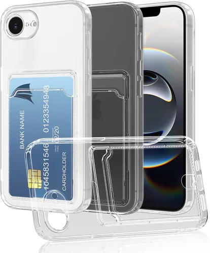 Vista 8 de Funda transparente compatible con iPhone 14 Pro con ranura para tarjetero, a prueba de golpes, funda protectora de silicona suave y delgada, funda