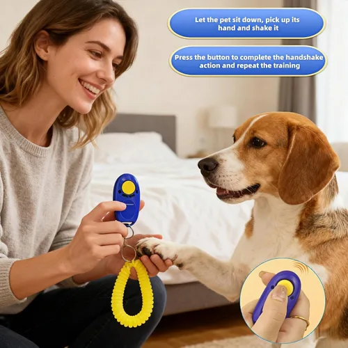 Vista 3 de BUBBLE-FLY Clicker de entrenamiento para perros con correa para la muñeca, ayuda eficaz para la obediencia para ladrar, sentarse, permanecer. Humano