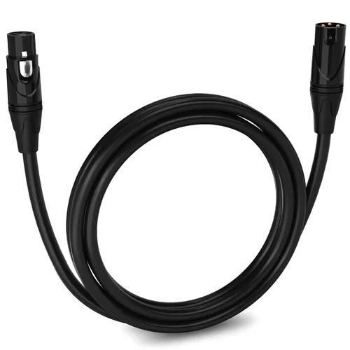 Vista 146 de LyxPro Cable de micrófono XLR hembra a macho de ángulo recto de 3 pines de 1.5 pies para altavoces amplificados, interfaz de audio, rendimiento