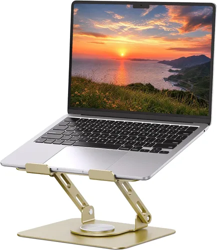 Vista 14 de SOUNDANCE Soporte giratorio 360º para laptop, elevador ergonómico para computadora de escritorio, soporte de metal multiángulo de altura ajustable