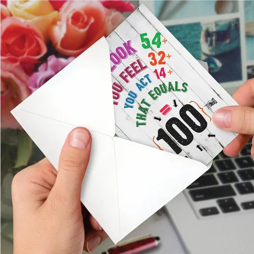 Vista 6 de NobleWorks - Divertida tarjeta de cumpleaños número 100 con sobre - Celebra el hito de las personas mayores de 100 años, tarjeta de felicitación